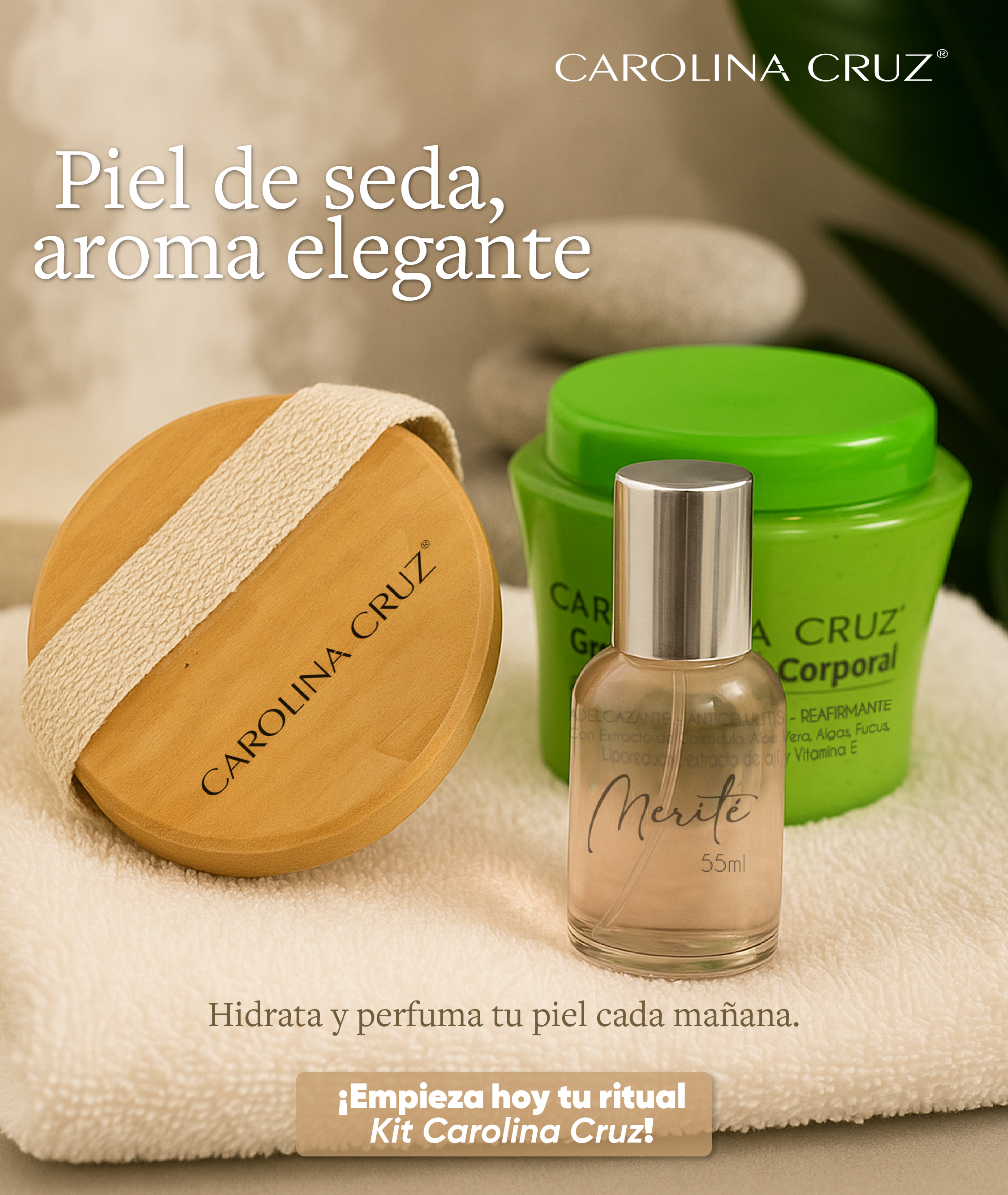 Kit Carolina Cruz: Gel + Cepillo + Merité 55ml