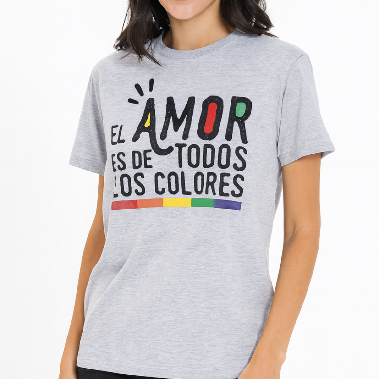 CAMISETA ES EL AMOR DE TODOS LOS COLORES GRIS TALLA L