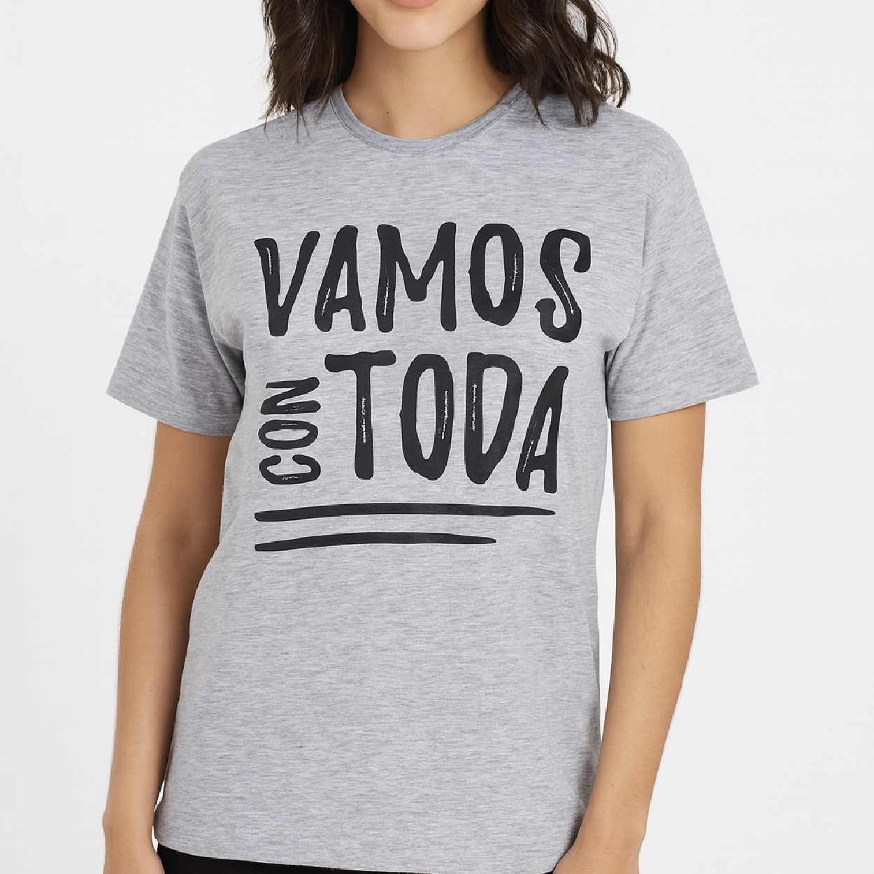 CAMISETA VAMOS CON TODA GRIS TALLA S